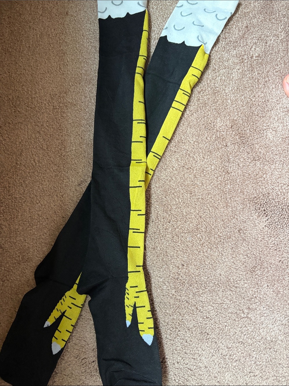 Novelty Bird chicken Leg Knee-High compression Socks in Black and Yellow